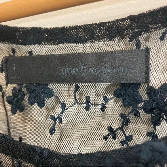 SOLD One Teaspoon Sheer Lace Overlay Chemise Shirt Black Floral Sz 4 - Picture 9 of 9